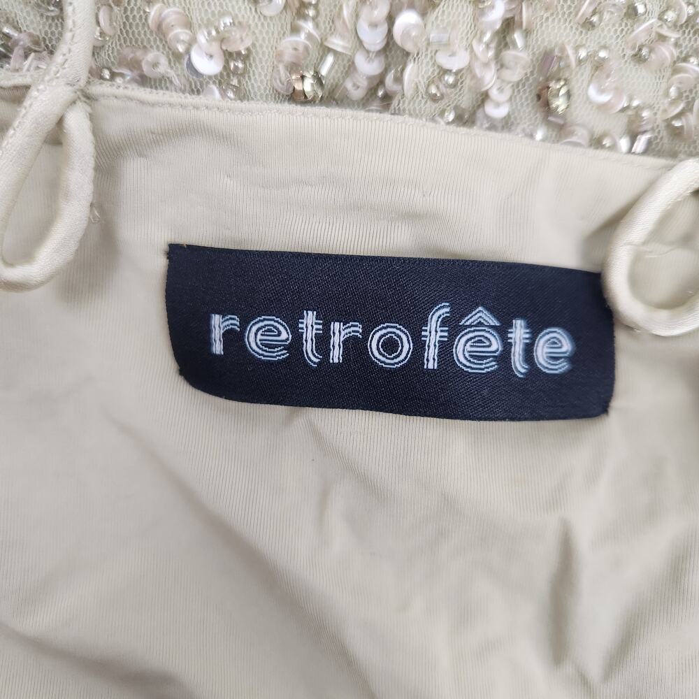 Retrofete Mini Sequin Dress Faux Wrap Sleeveless Tan/Brown Size Medium - Picture 8 of 9